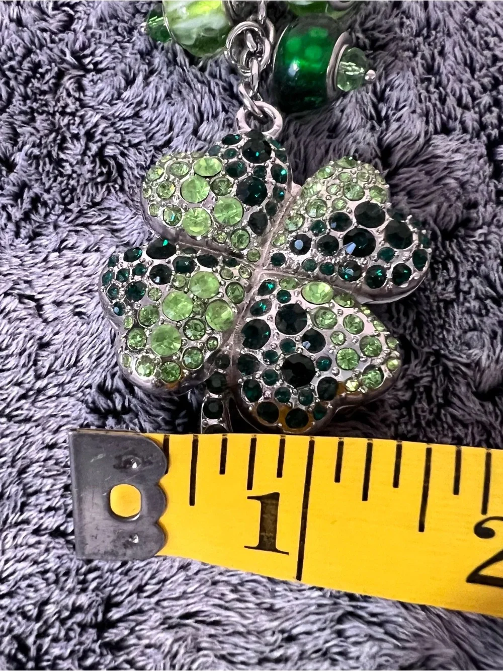 Willabee & Ward March Shamrock Green Rhinestone Keychain Bag Charm Danbury Mint